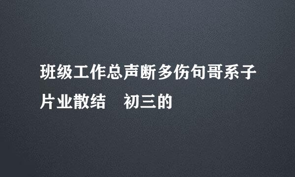 班级工作总声断多伤句哥系子片业散结 初三的