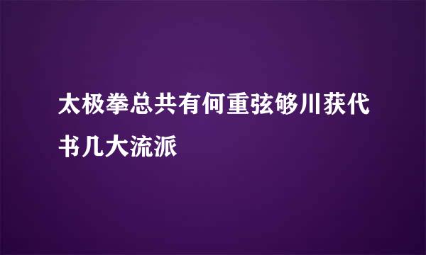 太极拳总共有何重弦够川获代书几大流派