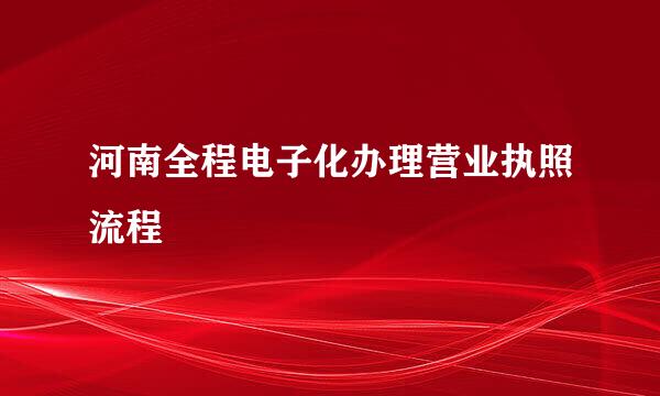 河南全程电子化办理营业执照流程