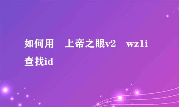 如何用 上帝之眼v2 wz1i查找id