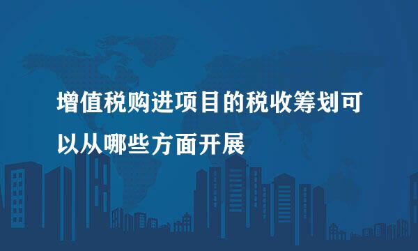 增值税购进项目的税收筹划可以从哪些方面开展