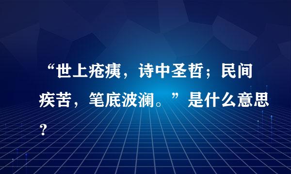 “世上疮痍，诗中圣哲；民间疾苦，笔底波澜。”是什么意思？