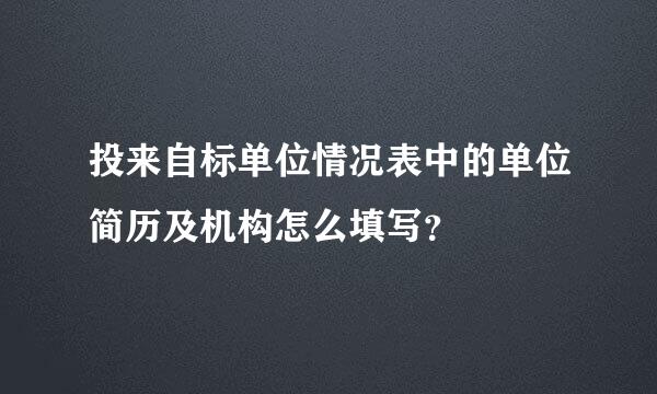 投来自标单位情况表中的单位简历及机构怎么填写？