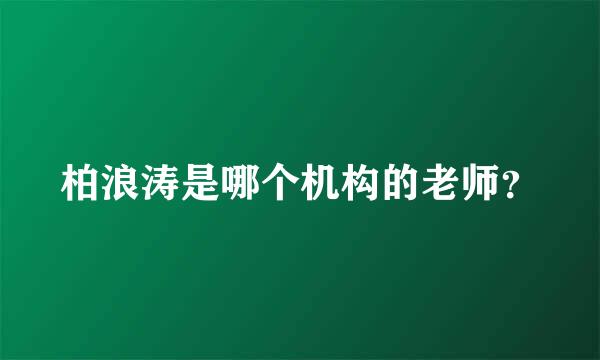 柏浪涛是哪个机构的老师？