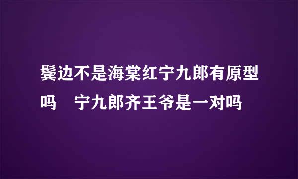 鬓边不是海棠红宁九郎有原型吗 宁九郎齐王爷是一对吗