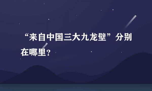 “来自中国三大九龙壁”分别在哪里？