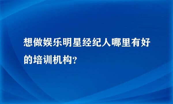 想做娱乐明星经纪人哪里有好的培训机构？