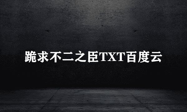 跪求不二之臣TXT百度云