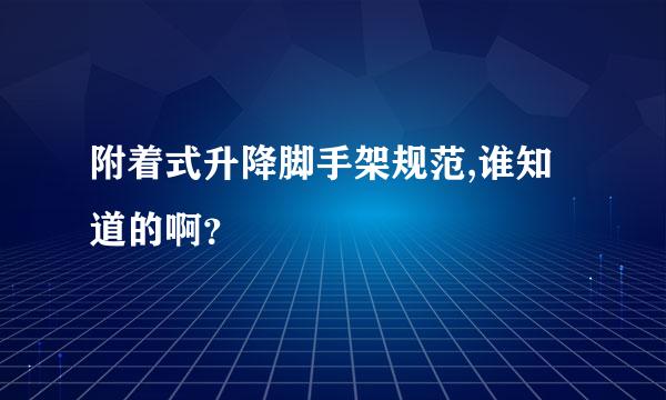 附着式升降脚手架规范,谁知道的啊？