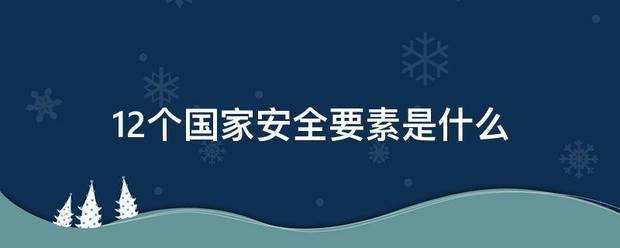 12来自个国家安全要素是什么