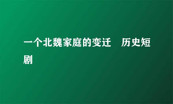 一个北魏家庭的变迁 历史短剧