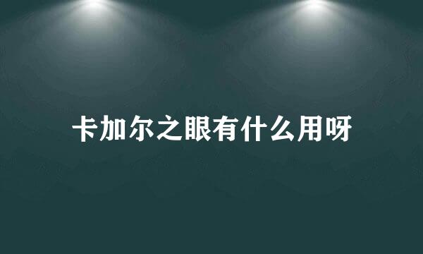 卡加尔之眼有什么用呀