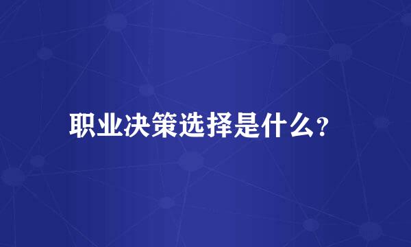 职业决策选择是什么？