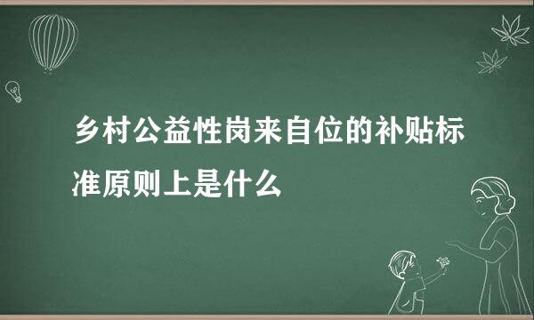 乡村公益性岗来自位的补贴标准原则上是什么