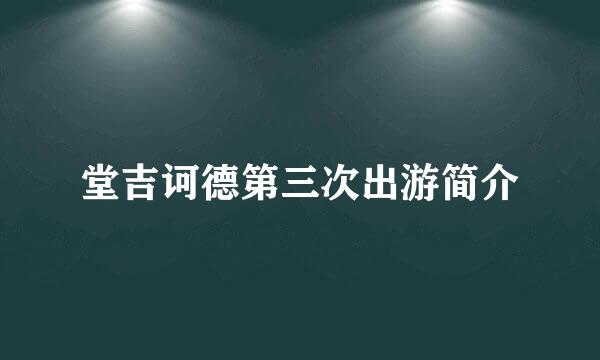 堂吉诃德第三次出游简介