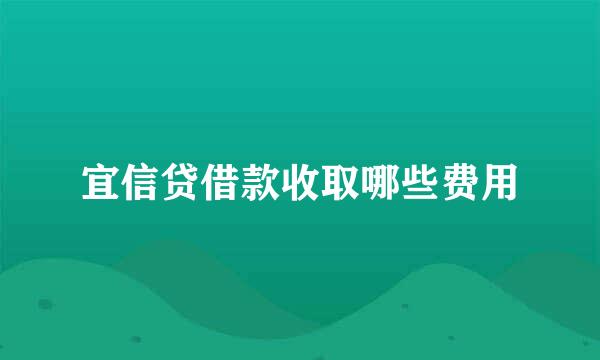 宜信贷借款收取哪些费用