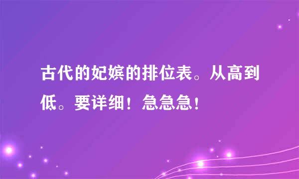 古代的妃嫔的排位表。从高到低。要详细！急急急！