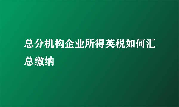 总分机构企业所得英税如何汇总缴纳