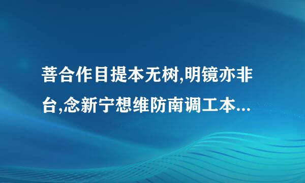 菩合作目提本无树,明镜亦非台,念新宁想维防南调工本来无一物,何处惹尘埃 是什么意思？