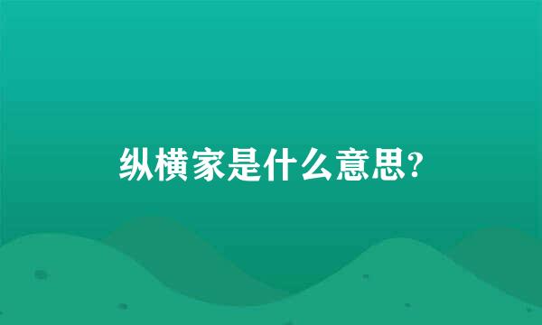 纵横家是什么意思?