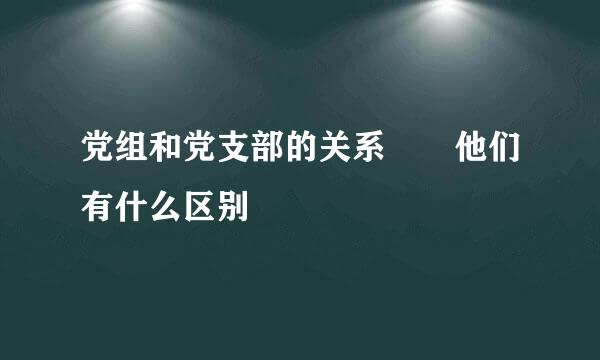 党组和党支部的关系  他们有什么区别