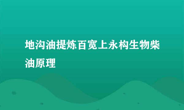 地沟油提炼百宽上永构生物柴油原理