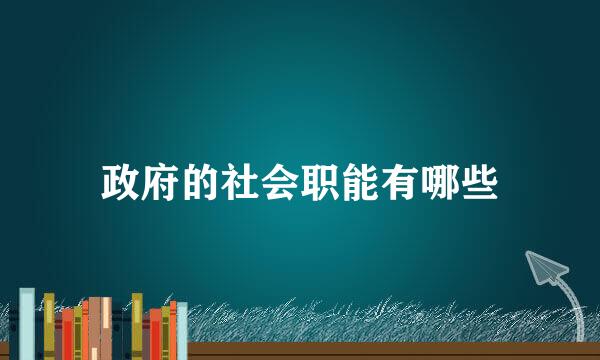 政府的社会职能有哪些