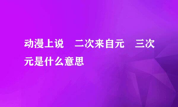 动漫上说 二次来自元 三次元是什么意思