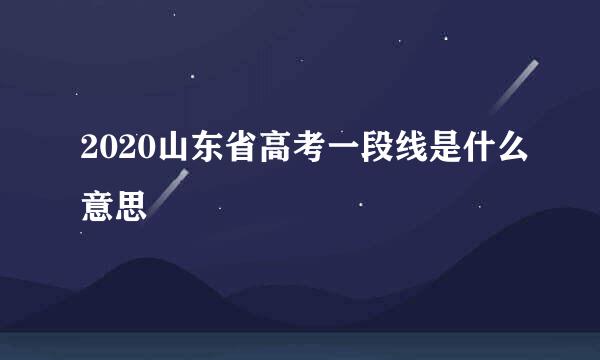 2020山东省高考一段线是什么意思