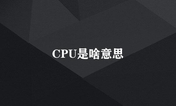 CPU是啥意思