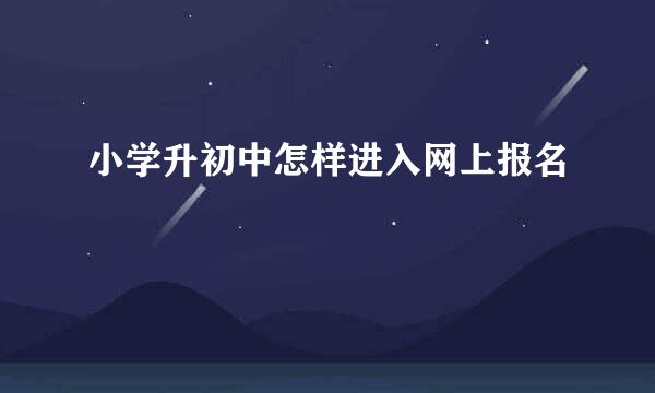 小学升初中怎样进入网上报名