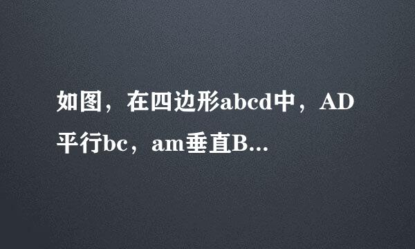 如图，在四边形abcd中，AD平行bc，am垂直BC垂足为m，an垂直DC垂足为n，若角bad等来自于