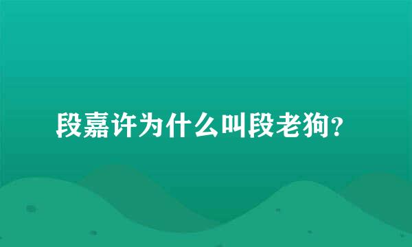 段嘉许为什么叫段老狗？