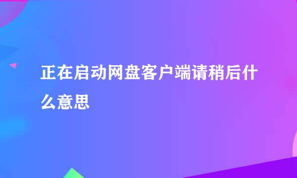 正在启动网盘客户端请稍后什么意思