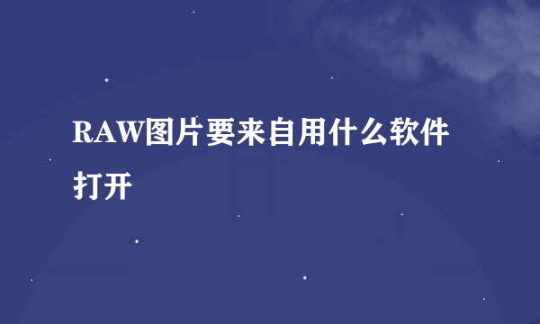 RAW图片要来自用什么软件打开