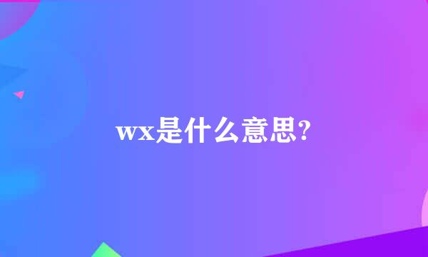 wx是什么意思?