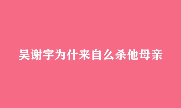 吴谢宇为什来自么杀他母亲