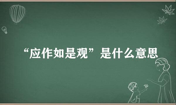 “应作如是观”是什么意思