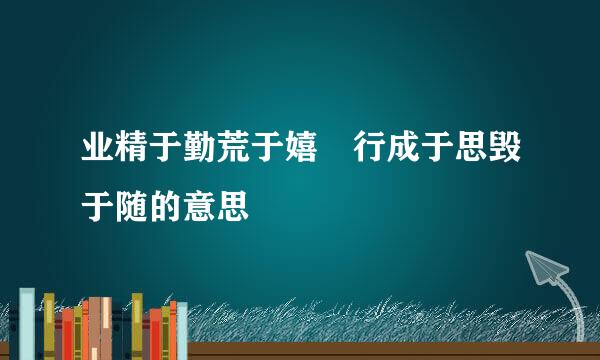 业精于勤荒于嬉 行成于思毁于随的意思