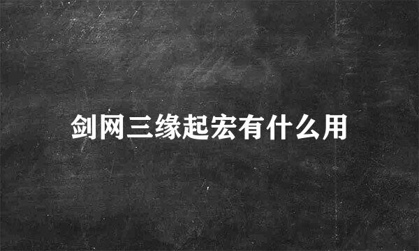 剑网三缘起宏有什么用