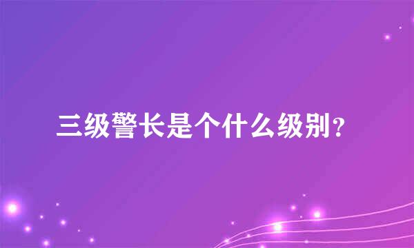 三级警长是个什么级别？