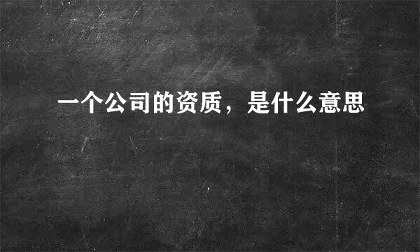 一个公司的资质，是什么意思