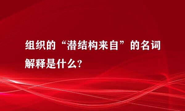 组织的“潜结构来自”的名词解释是什么?