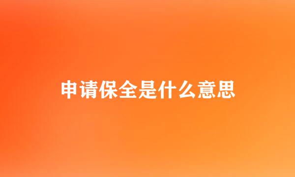 申请保全是什么意思