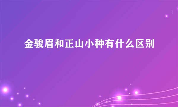 金骏眉和正山小种有什么区别