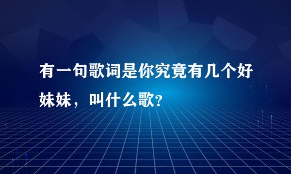 有一句歌词是你究竟有几个好妹妹，叫什么歌？