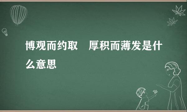 博观而约取 厚积而薄发是什么意思