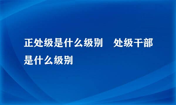 正处级是什么级别 处级干部是什么级别