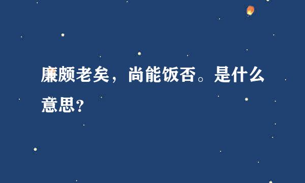 廉颇老矣，尚能饭否。是什么意思？