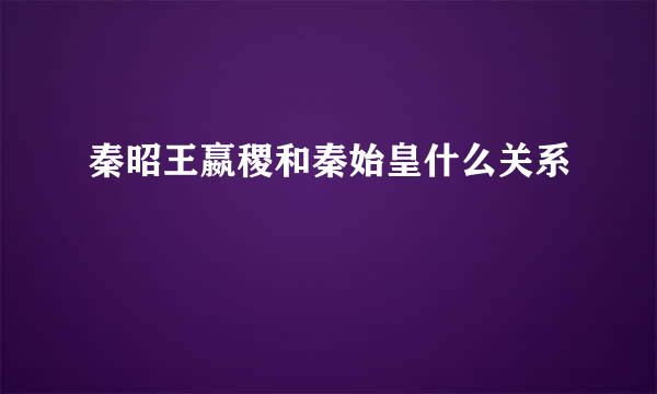 秦昭王嬴稷和秦始皇什么关系